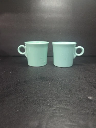 Fiestaware Sea Mist Green Coffee Mugs, Set Of 2, O Ring Handle Cups, Fiesta