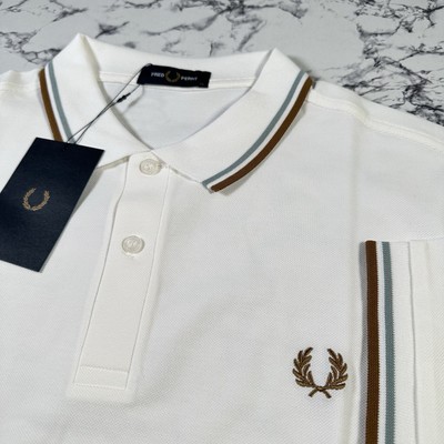 FRED PERRY Mens Snow White Twin Tipped Polo Shirt SIZE XL M3600 V21 BNWT