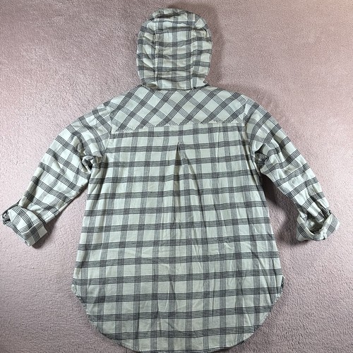 Columbia Womens L Hooded Flannel Shirt Long Sleeve Casual Outdoor Plaid Top - Picture 4 of 4