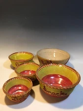 VTG 5PC MCM Snack Bowl Set Raffia Wrapped Glass  Tidbit 40s-50s 