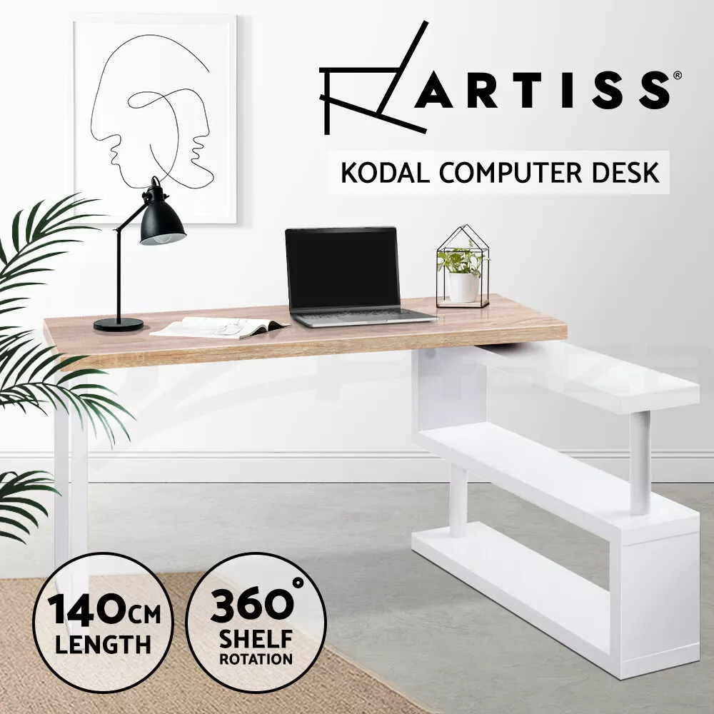 Artiss Computer Desk Bookshelf Swivelling Shelf Study Table Home