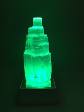 Selenite Lamp Selenite Point Tower Lamp Gemstone Specimen W/LED Light Base Reiki