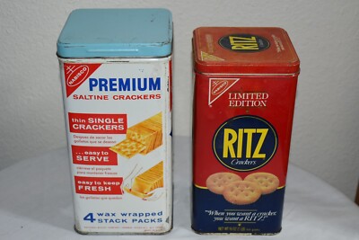 2 Vintage NABISCO Crackers Premium - blue top 1987 RITZ limited