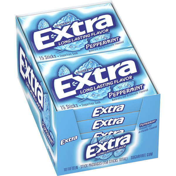 Extra Peppermint Sugarfree Gum 15 Count (pack of 10) eBay