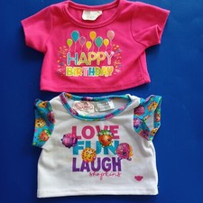 2 Build a Bear Shirts Happy Birthday Love Fun Laugh Shopkins