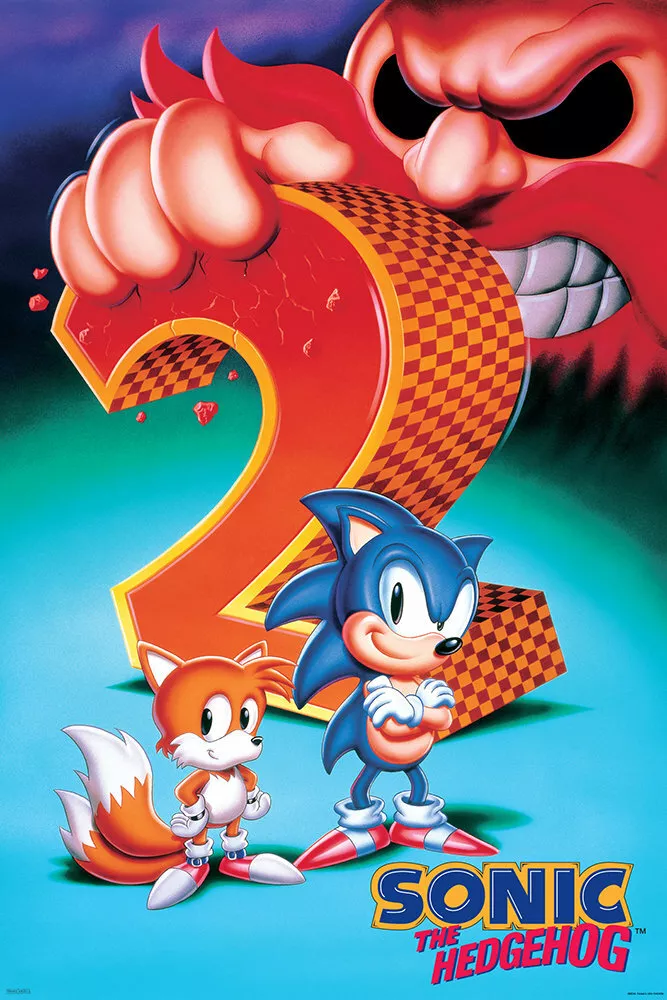 SONIC THE HEDGEHOG 2 24X36 POSTER SEGA VIDEO GAMES GAMING CLASSIC TAILS  ROBOTNIK