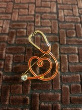 Stethoscope Nurse Doctor Medic Healthcare Unisex Pin Brooch Gold Red Cute
