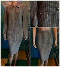 St. John Collection Gold Black Cream Jacket Skirt L 12 10 2pc Suit Multicolor