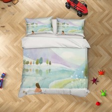 3D Girl Field Painting Kids Quilt Cover Set Duvet Cover Bedding Pillowcases
