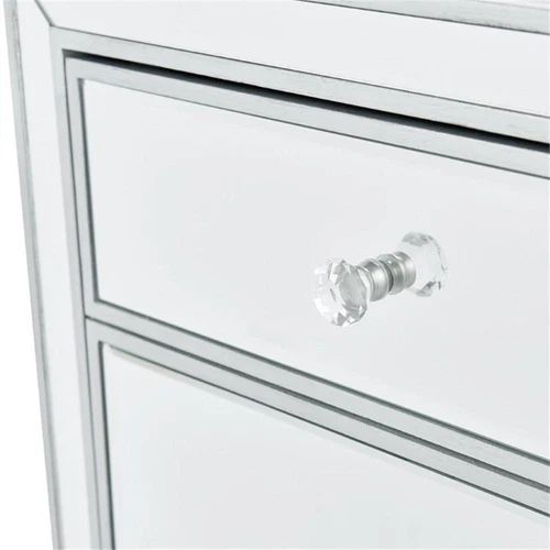 Elegant Decor Reflexion 1 Door Mirrored Nightstand in Antique Silver - Picture 10 of 11