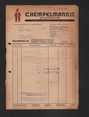 Hildesheim, invoice 1950, C. Hempelmann GmbH device plug