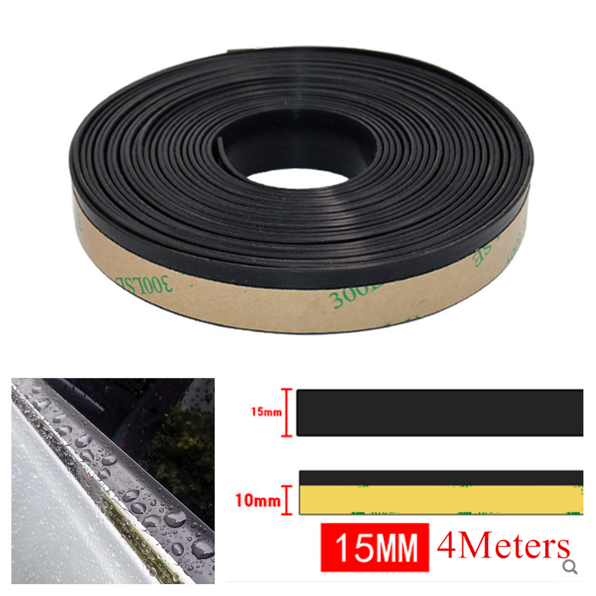 Car Windscreen Weatherstrip Glass Edging Moulding Trim Rubber Seal Strips 15MM