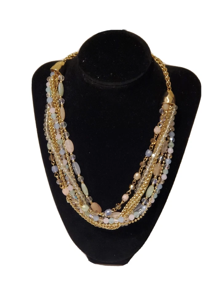 Style Co Link & Beaded Multi-Chain Statement Necklace, 30" + 3" extender - Image 4 of 4