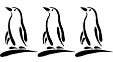 Tribal Penguin - 3 Pack 4" - Black Vinyl Decal -car laptop truck window notebook