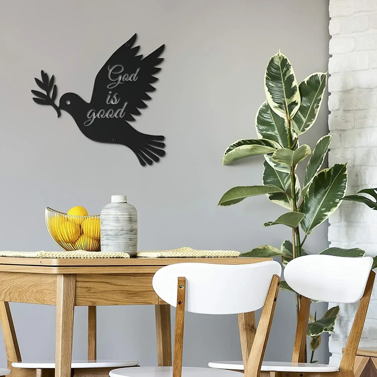 2 Pieces Dove of Peace Metal Art Decor Live Love Laugh God is Good Home