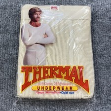Vintage 70s 80s Thermal Bottoms Pants Waffle Long Johns Underwear NOS NEW Size L