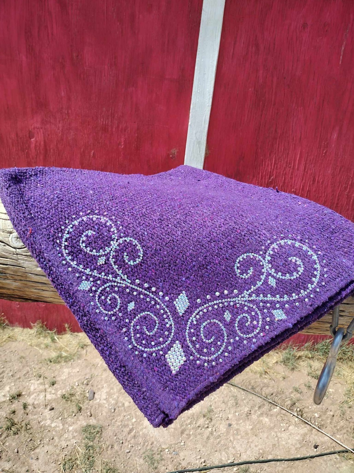 Purple Horse Show Saddle Blanket with Hot Fixed Rhinestones 34" x 36