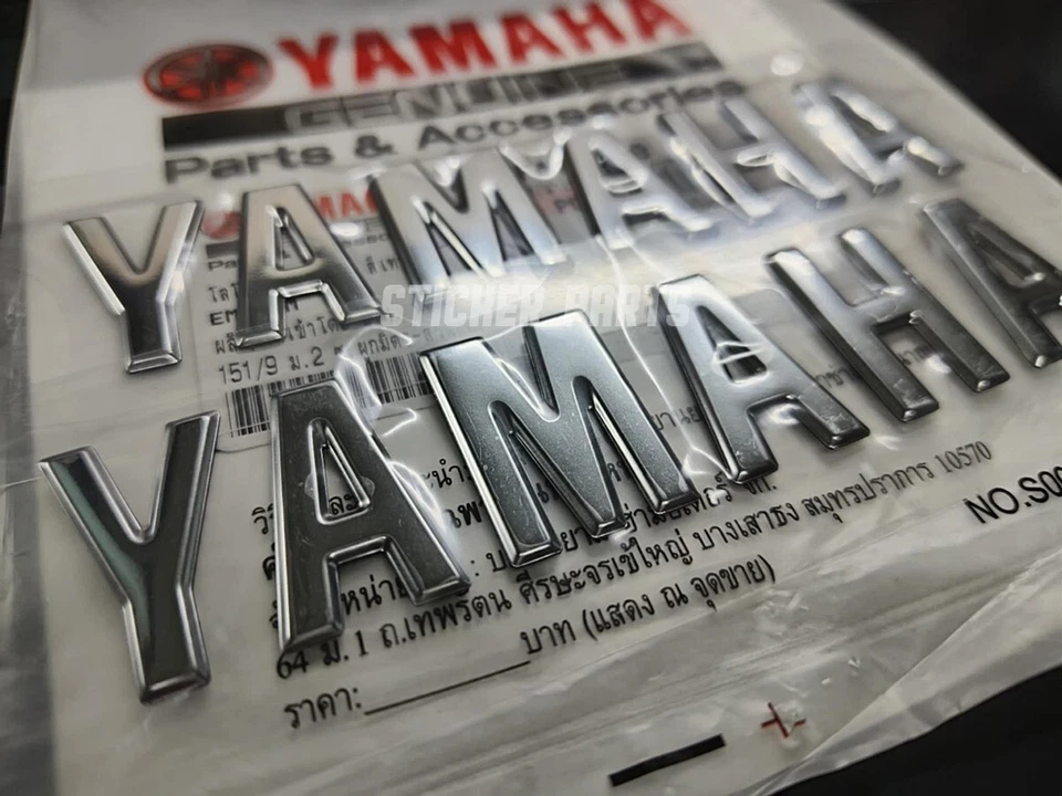 2X 3D STICKER FOR YAMAHA FUEL TANK EMBLEM LOGO DECAL FAIRING SILVER 28x120MM. - Изображение 4 из 4