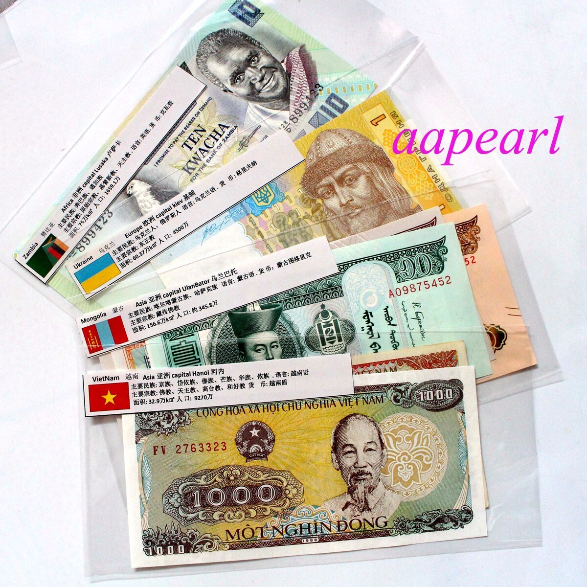 Cancelled Currency World Paper Money 50 Different Foreign Paper Money  25Countries World Banknotes English Label Flags PCGS Currency Certified  Banknote 1975 World Paper Money