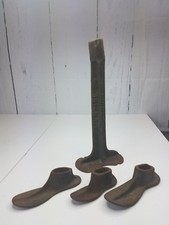 1 - Antique Cast Iron Empire Guarenteed Shoe Cobbler Stands 3 Shoe Molds