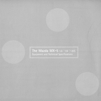 Mazda MX5 MX-5 1.6i 1.8i S Technical Specifications Car Sales Brochure 2000 UK
