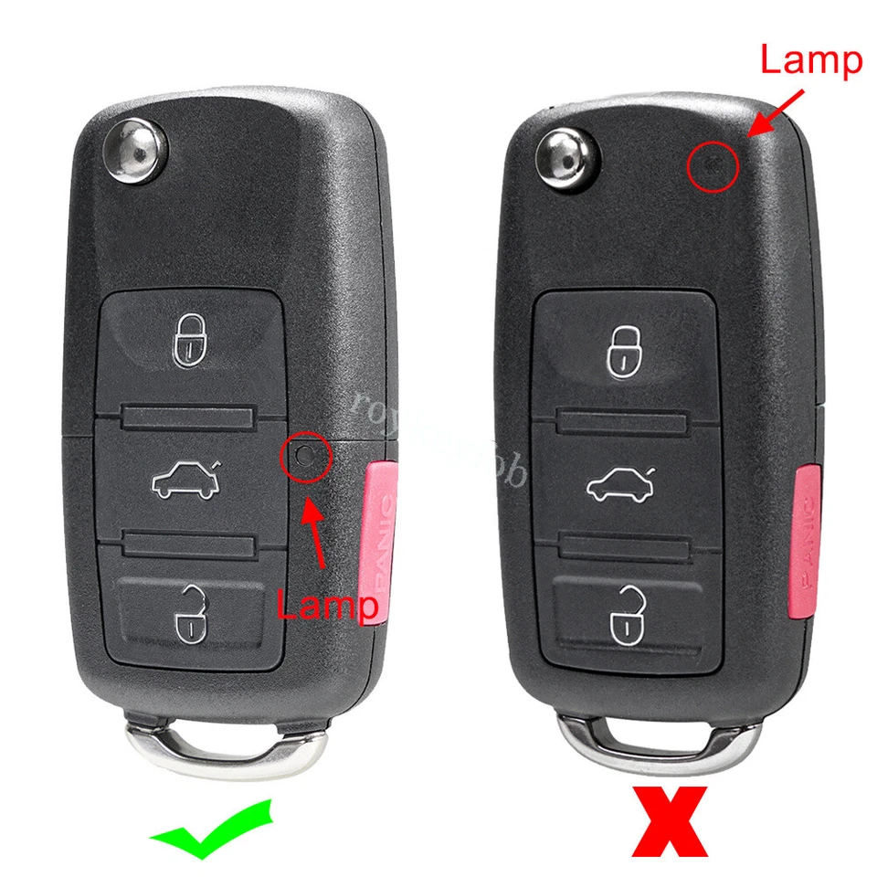 Para Volkswagen Beetle Jetta Passat Golf Mando a distancia Llavero Carcasa Abatible Estuche 4 Botones Foto 2 de 4