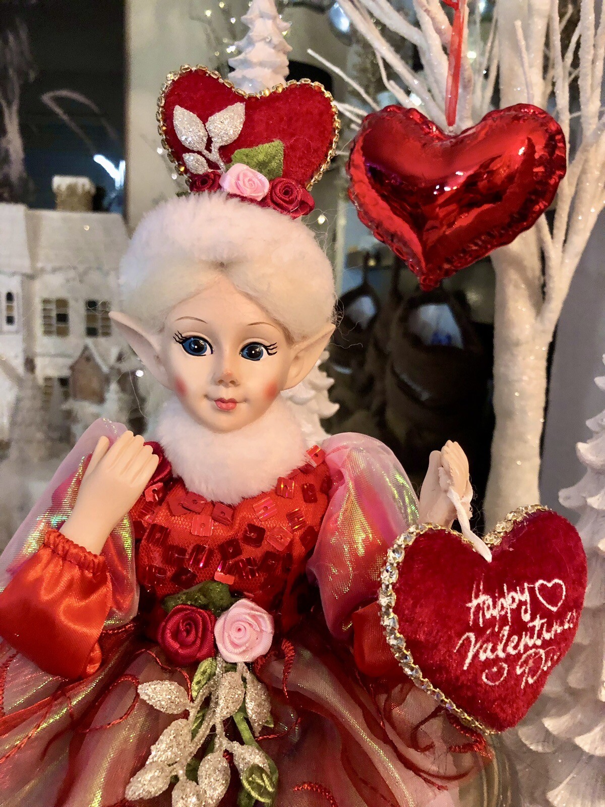 Cynthia Rowley Valentine’s Day Elf Shelf Sitter Doll Red Home Decor 18
