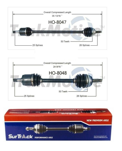 SurTrack Set 2 Front Left and Right CV Axle Shafts for Honda Civic Del