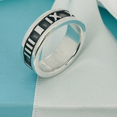 Size 4 Tiffany & Co Vintage Atlas Ring in Sterling Silver Roman