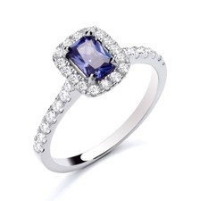 925 Sterling Silver Tanzanite CZ Cluster Emerald cut Ring size J to S