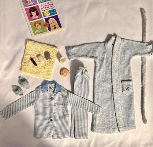VTG 60’s #781 RARE BLUE Sleeper Set Pajamas & #784 Terry Togs Blue Robe for Ken