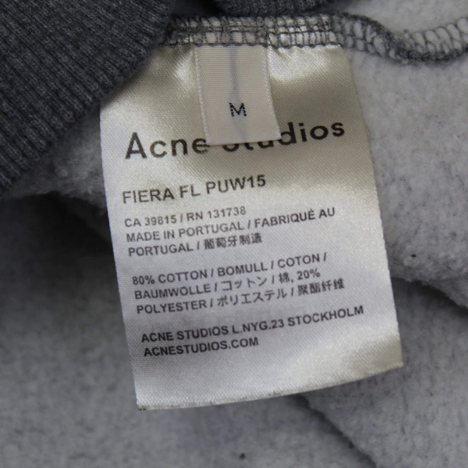 Felpa Acne Studios grigio medio Fiera Fl Puw15 maglione oversize tinta unita