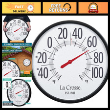 22-Inch Analog Dial Thermometer - Outdoor Weather Gauge, Home Garden Decor
