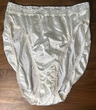 Hanes Her Way White Panties 7/L Bikini Second Skin Hi-Cut Brief Satin Nylon