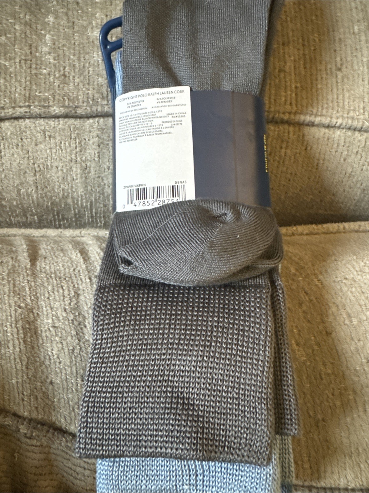 Calze uomo Polo Ralph Lauren taglia 10 13 tinta unita 3 paia blu grigio pony NUOVE