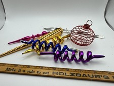 Lot Of Seven Vintage Metal Christmas Ornaments Colorful