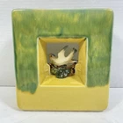 McCoy Vintage Pottery Arcature Vase/Planter with 3-D Bird Yellow & Green, Signed