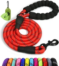 Taglory Rope Dog Leash 6 FT with Comfortable 1/2 x 6 (20~120 lbs.), Red 