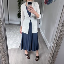 NIC ZOE Linen Viscose Open Front Knit Cardigan Sweater Size S