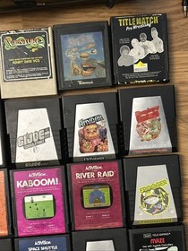 Atari 2600 Woodgrain 6 Switch Console W/ Power 25 Rare Games Remotes Tested