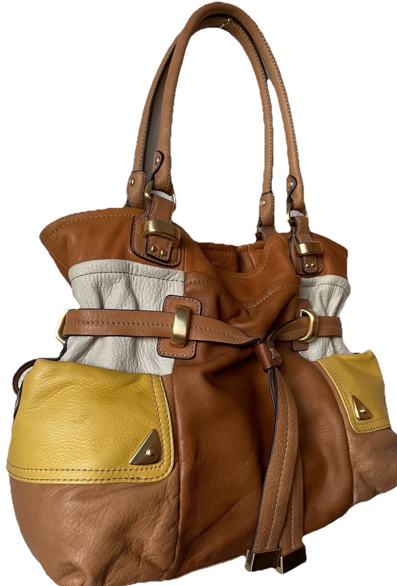 B Makowsky Leather Colorblock Shoulder Bag Purse Satchel  display picture 1