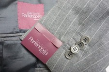 Sartoria Partenopea Light Gray Striped S130s 2 Pc Suit Jacket Pants 42R NEW