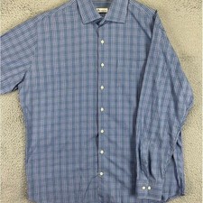 Peter Millar Shirt Mens XL Blue Button Up Plaid Long Sleeve Office Casual EUC