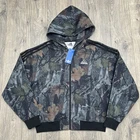 Adidas Jacket Size Small Mens Black Green Camo Hooded Full Zip Loose Fit $80