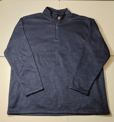 CE Schmidt Workwear 1/4 Zip Pullover Men's XL Heather Blue Fleece Lined Sweater