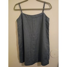 Quince Blue Linen A-Line Slip Dress Shorts Sz M