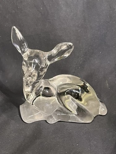 Vintage Fenton Fawn Deer Figurine Clear Crystal Glass chipped