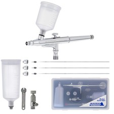 Master Airbrush G244 Dual-Action Gravity Feed Airbrush Set. 3 Nozzle Sets