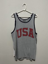 Mad Engine USA Tank Top Men’s Large Patriotic Stars Stripes Detachable Cape