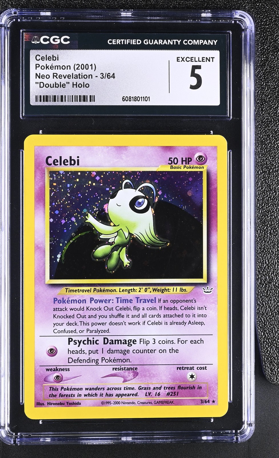 CGC 5 Celebi 2001 Neo Revelation 3/64 Double Holo Pokemon Card
